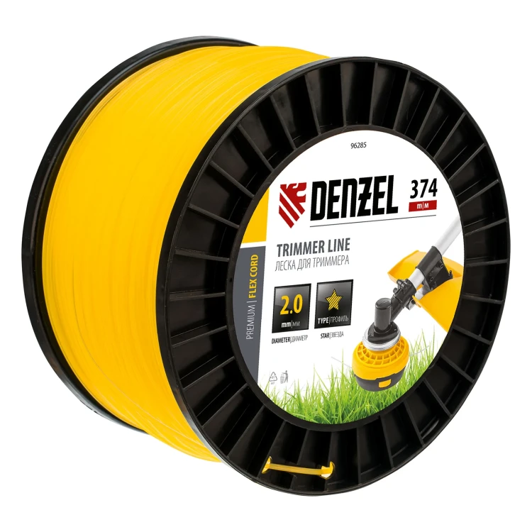Леска для триммера звезда, 2,0мм х 374м, на DIN катушке FLEX CORD, Denzel Леска для триммера звезда, 2,0мм х 374м, на DIN катушке FLEX CORD, Denzel