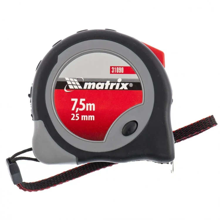 Рулетка Continuous fixation,7,5 м х 25 мм,двухкомпонентный корпус,плавная фиксация Matrix Рулетка Continuous fixation,7,5 м х 25 мм,двухкомпонентный корпус,плавная фиксация Matrix