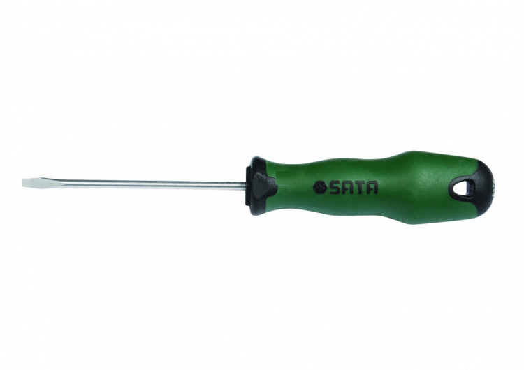 Отвертка Sata с обрезиненной ручкой шлицевая SL-5х100мм