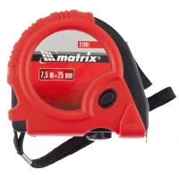 Рулетка Rubber,7,5 м х 25 мм,обрезиненный корпус Matrix